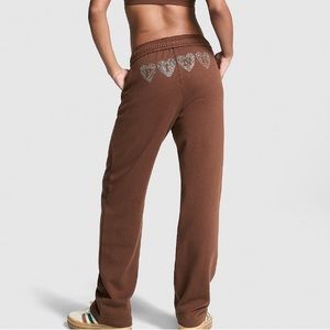 🔥VS Pink bling Ivy Fleece straight leg sweatpants sz XXL NWT